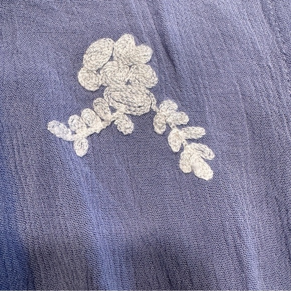 Lost + Wander Iris Crop Top Button Down White Floral Embroidery Bell Sleeves| M - Picture 6 of 9